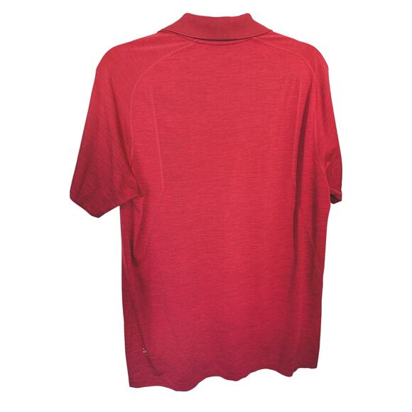 Lululemon Men’s Metal Vent Tech Polo Short Sleeve Red Large Performance Casual - Picture 3 of 4